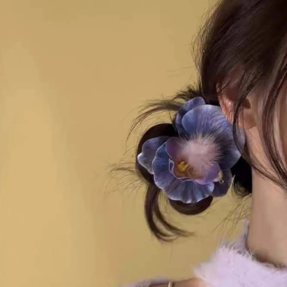 Sweet Orchid Flower Hairpin Rhinestone Bohemian Style Butterfly Orchid Hair Clip Alloy Brooch Women Side Clip Seaside