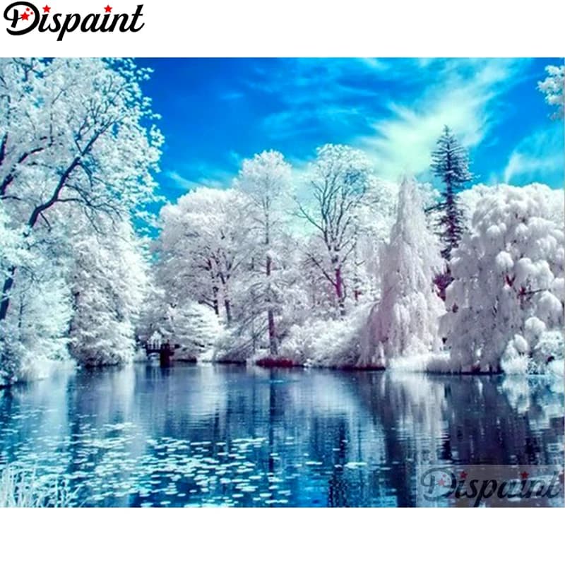 Dispaint Full Square/Round Drill 5D DIY Diamond Painting "White tree" Embroidery Cross Stitch 3D Home Decor A11571