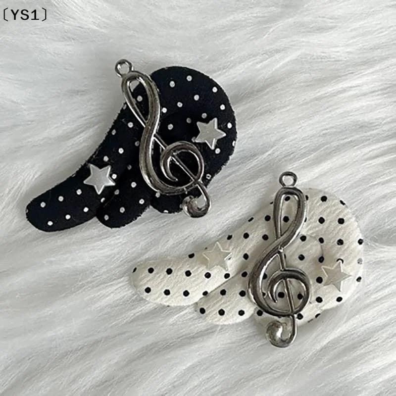 〔YS1〕Fermaglio per capelli originale Harajuku con pois, stella e ala, grazioso fermaglio a becco d'anatra Y2K con ala d'angelo, accessorio decorativo subculturale