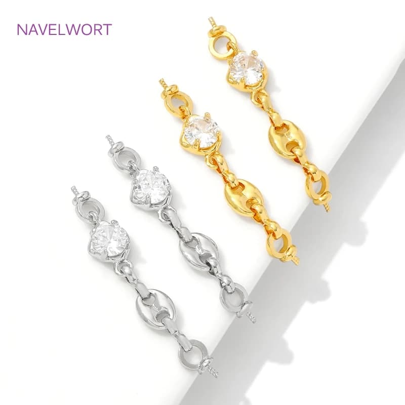 Connettori per Gioielli Placcati in Oro 18K, Connettori con Zirconi Incastonati, Accessori per Creazione di Gioielli Fai-da-Te