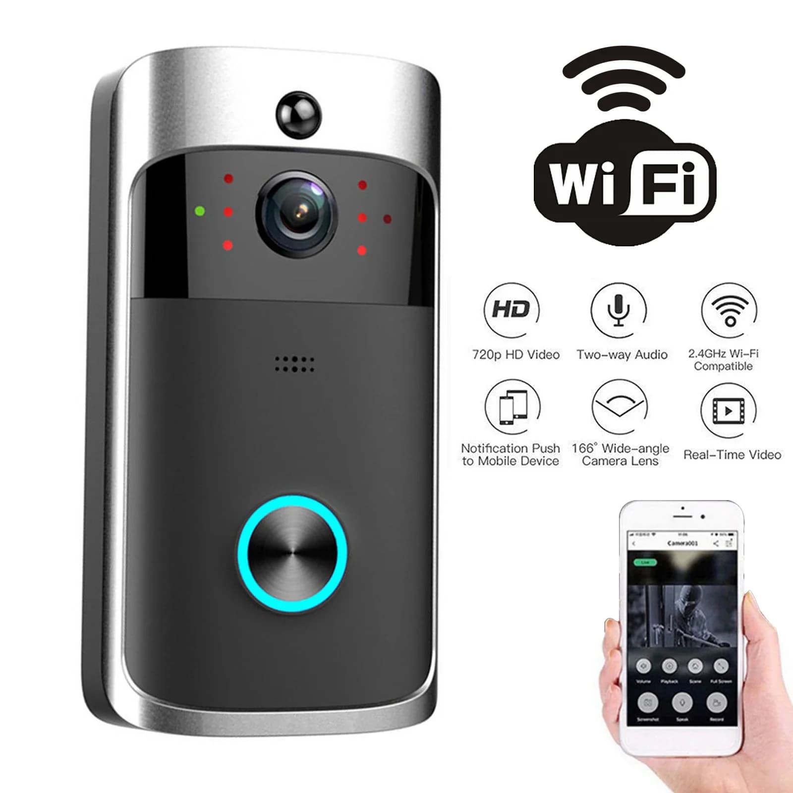 2026 NEW V5 Video intercom Wireless door Wifi 1080P Voice intercom Smart Camera Phone Home Security Waterproof