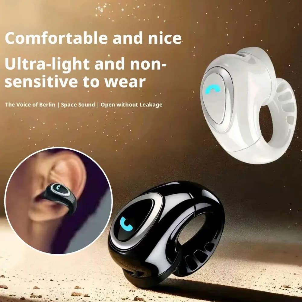 Bluetooth 5.4 Mono headset, Open-Ear Wireless Headphones with Clips, Ear Hooks, Noise Reduction, HIFI Stereo Headphones
