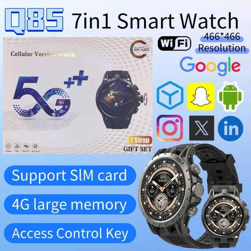 Q85 Smart Watch Android 9.0 4G LTE Full Netcom HD Videochiamata 1 Display AMOLED da 43 pollici 8 GB 128 GB di archiviazione Fitness impermeabile