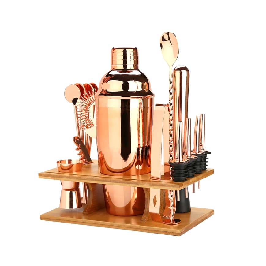 Professional bartender gift set 16-piece wine accessories rose gold stainless steel cocktail shaker bar tool
