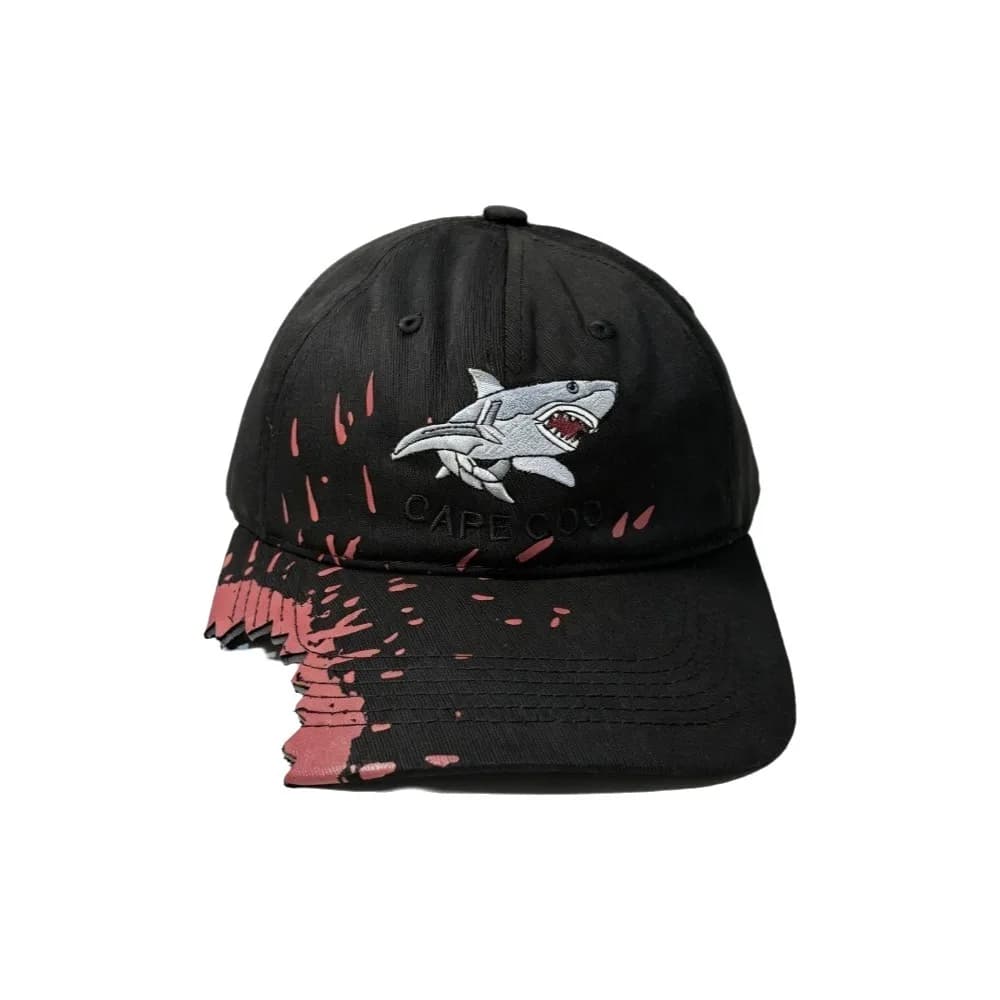 Chomped Brim Design Shark Bite Cap Vibrant Fabric Paint Animal Embroidery Embroidered Baseball Hat Premium Cotton