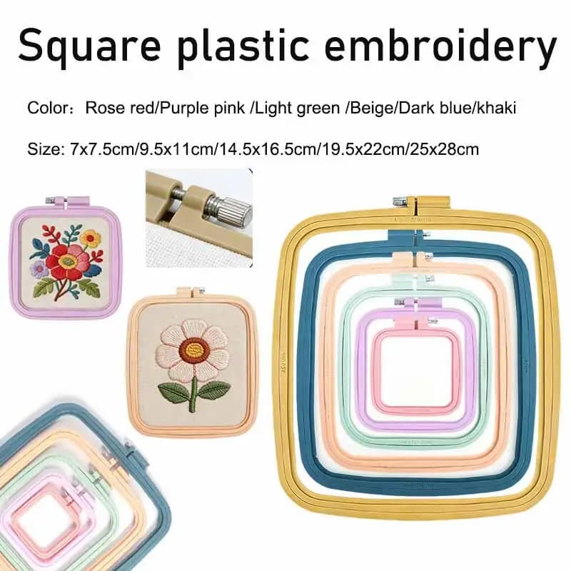 Set di Telai Quadrati in Plastica per Ricamo Fai-da-Te, Accessori per Cucito e Artigianato, Strumenti per Lavori a Mano