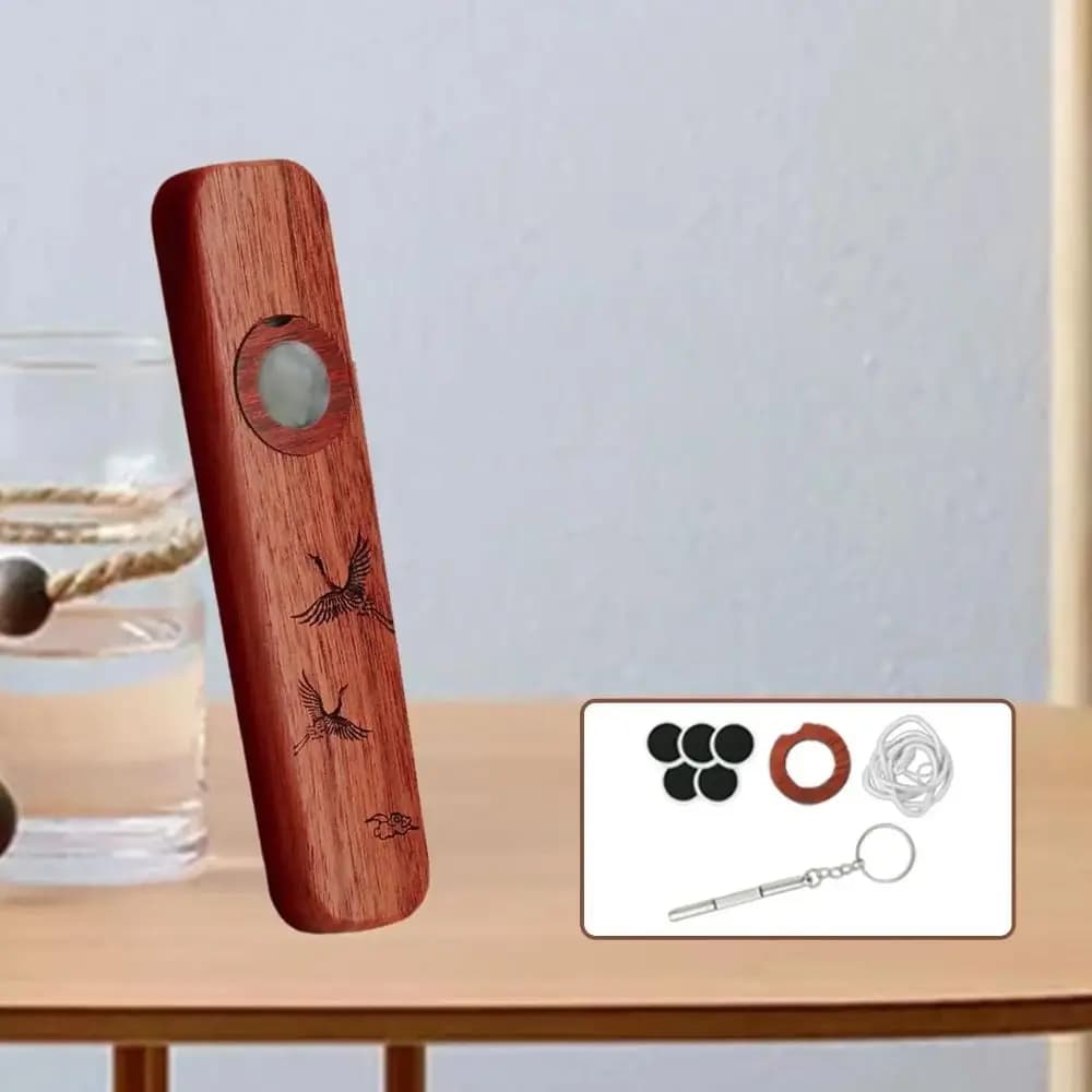 Creative Wooden Kazoo Portable Professional Wind Instrument with Lanyards Smooth Accompaniment Kazoo Guitar Ukulele Lovers