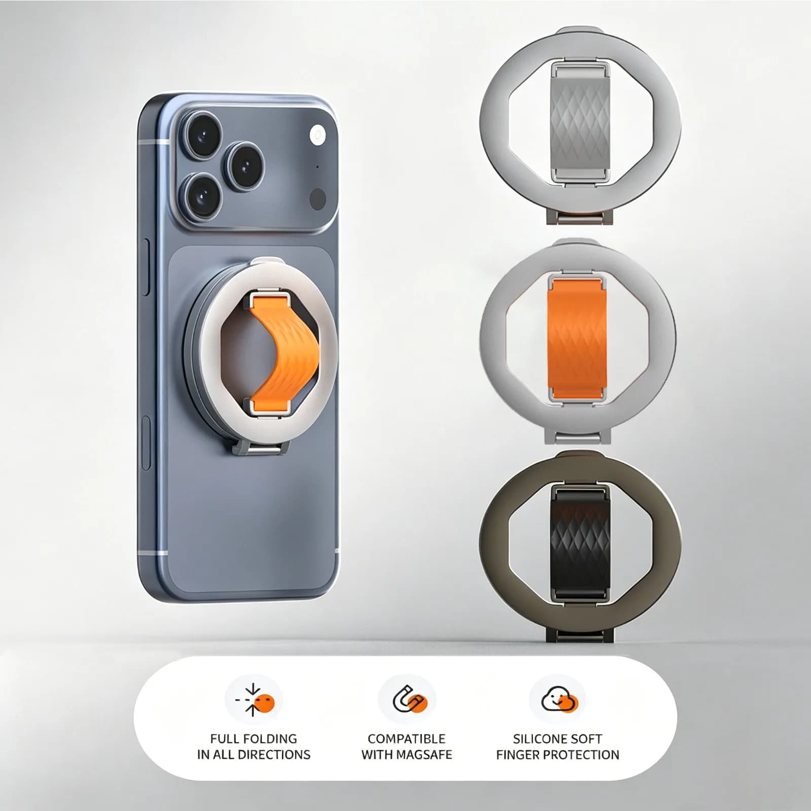 2026 New Mobile Phone Magnetic Holder Silicone Finger Loop Grip Stylish Phone Grip for iPhone Sumsang Xiaomi