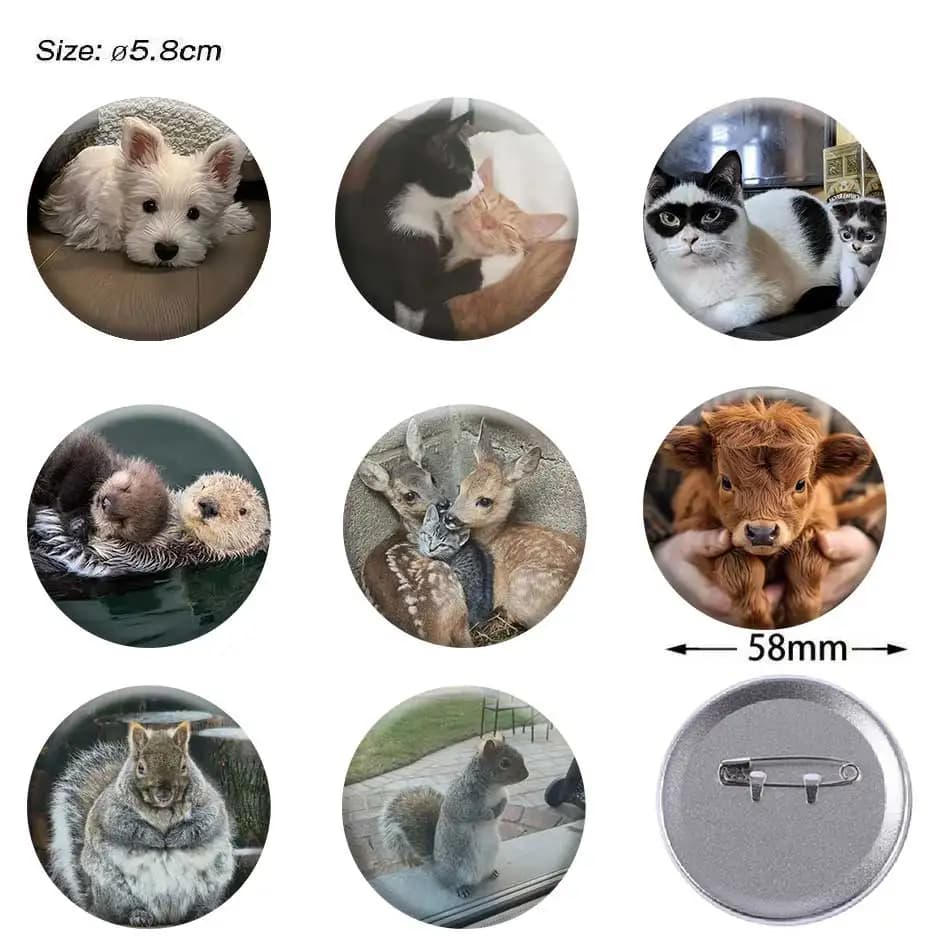 Spilla rotonda da 58 mm con simpatico gatto, accessori anime, spille creative per vestiti, cappelli, zaini, cosplay, decorazioni, regalo, giocattolo