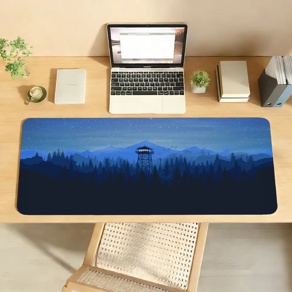 Tappetino per mouse Deep Forest Firewatch, antiscivolo, con bordo bloccabile, per PC, laptop, accessori per ufficio, tastiera in gomma, grande, XXL, per gaming