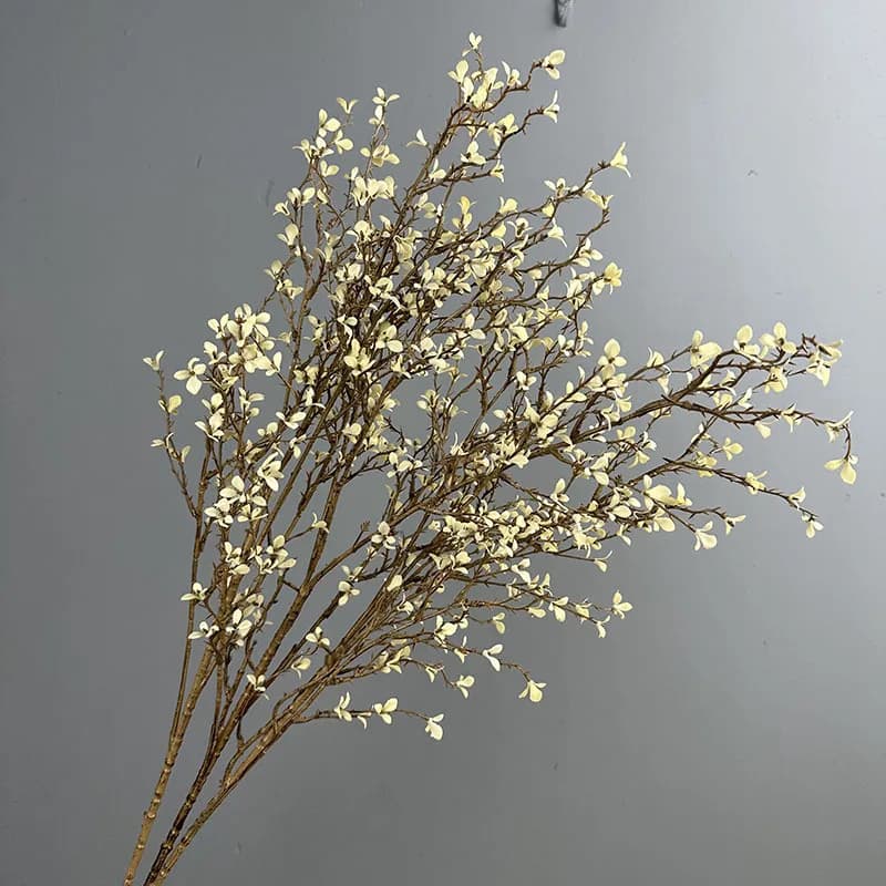 6pcs Simulation 5-froks Winter Jasmine Branch Plastic Green Plants Floral Restaurant Decoration Yellow Freesia Artificial Plant