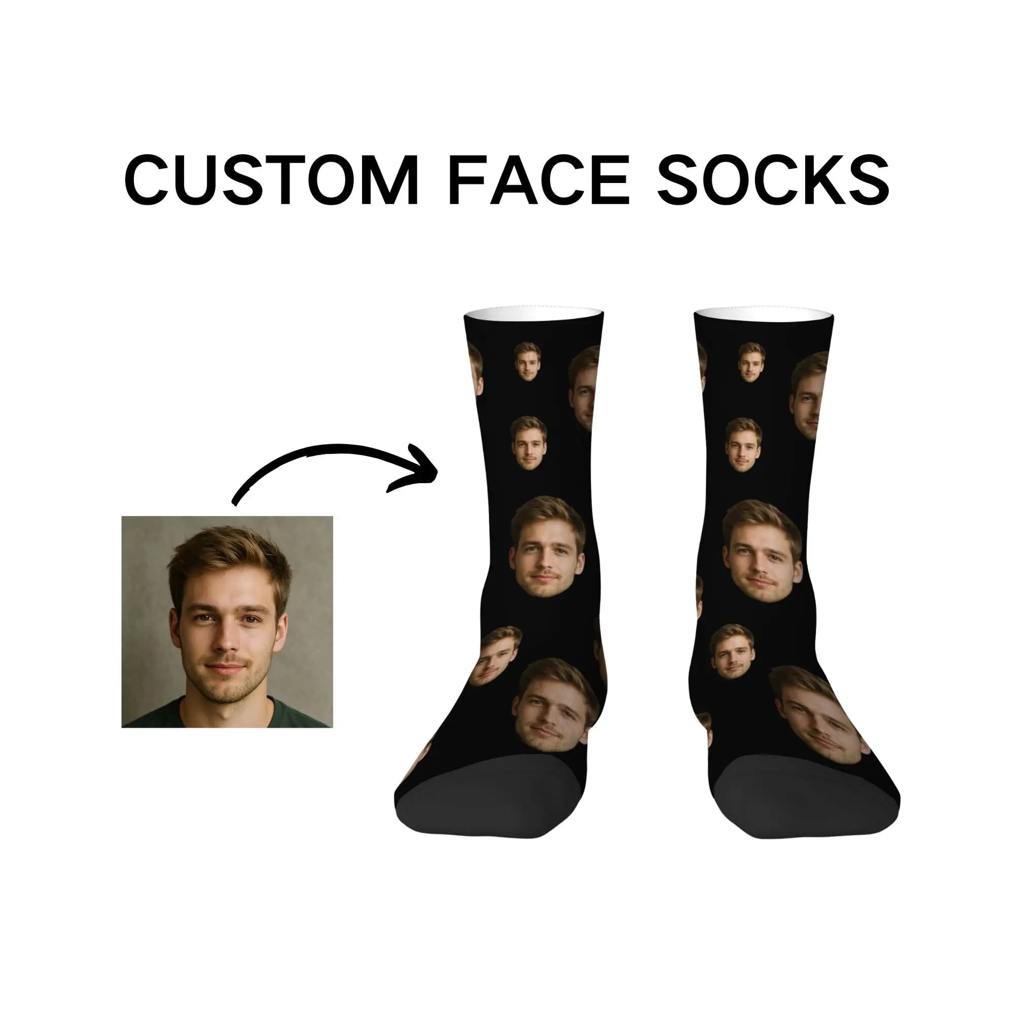 Fashion custom face socks 3d printing custom text plus photos trend personality long socks the best gift for family and friends