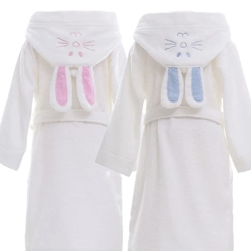 Kids hooded bathrobe with rabbit ears, 100% cotton, soft and warm, A/W 2025 SML sizes available