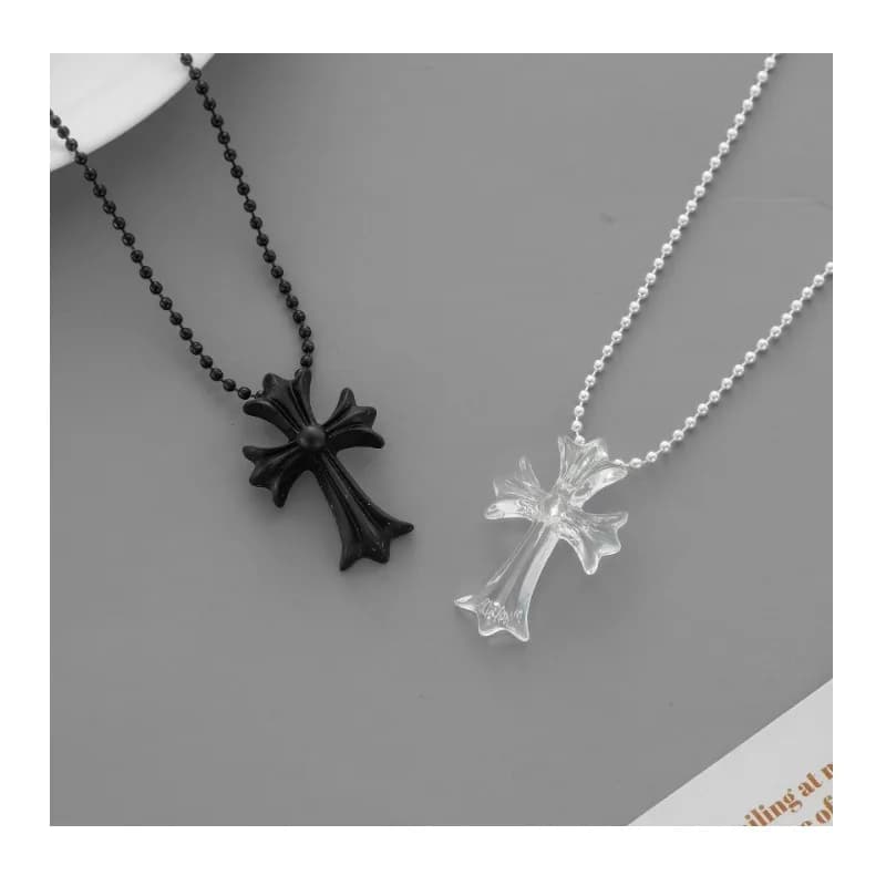 Crowe * Series Classic Cross Necklace Simple Temperament High Sense Black and White Cross Collarbone Chain