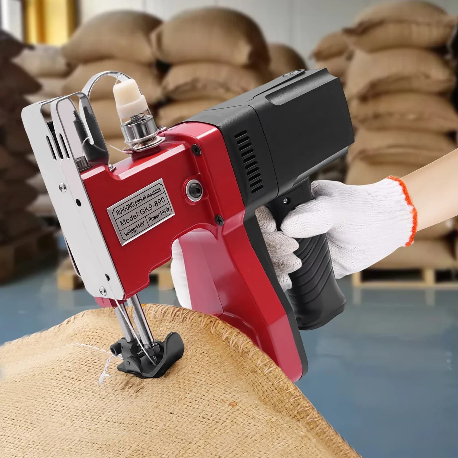 110V Sack Closer Electric Bag Sewing Machine Industrial Portable Electric Bag Stitching Closer Leather and Canvas Sewing Machine