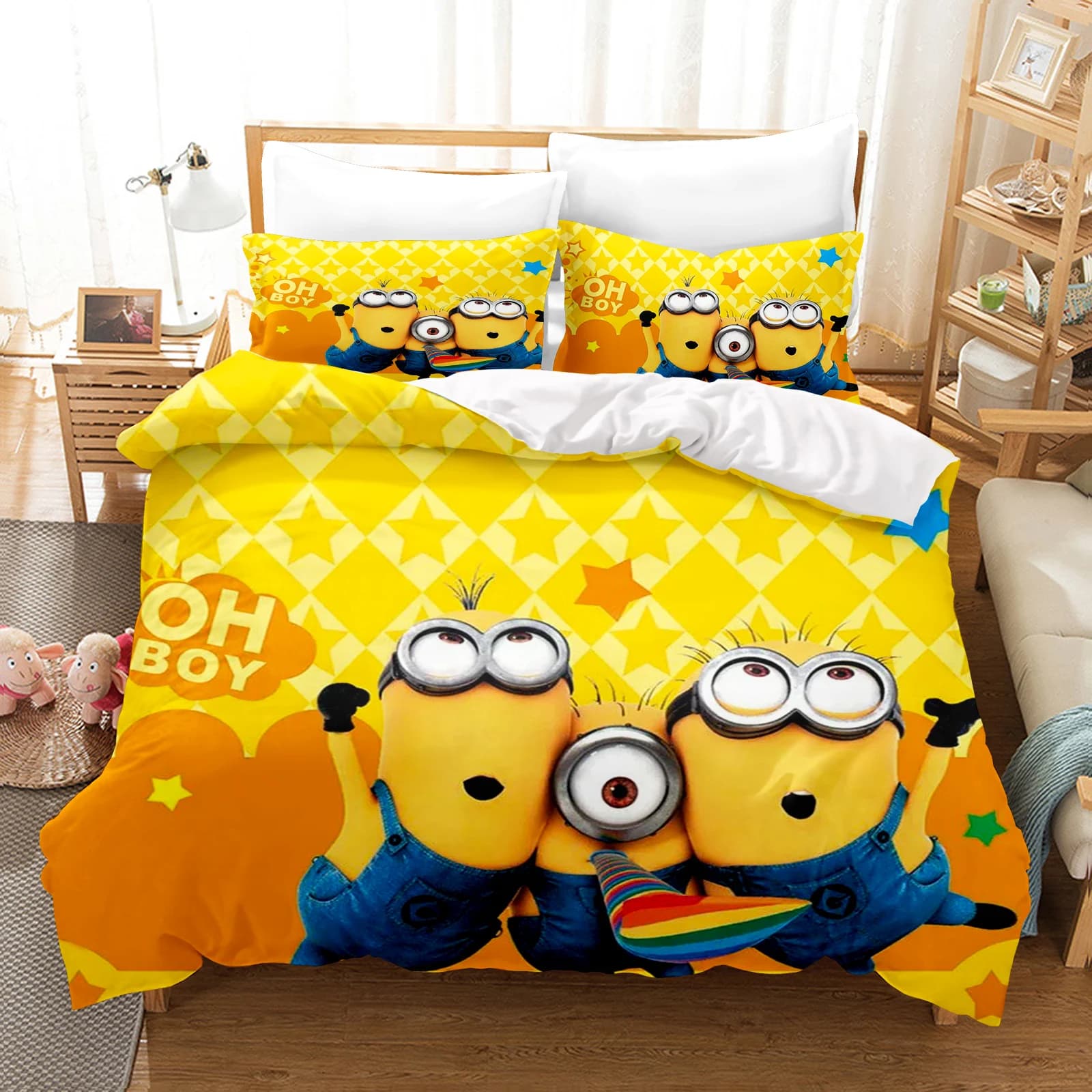 Set Copripiumino Serie Peanuts, Set Biancheria da Letto 3D per Bambini, Set 3 Pezzi con 1 Copripiumino Misura King