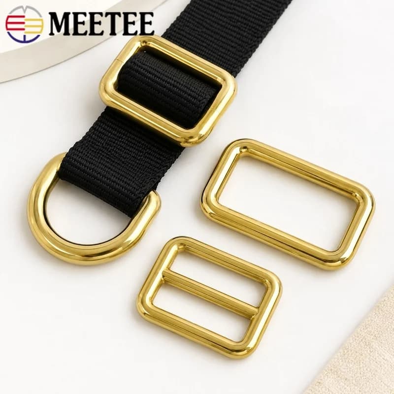 3/4/5Pcs 15-38mm Solid Brass Tri Glide Slider Buckles D Ring Adjuster Clasp Backpack Strap Webbing Belt DIY Hardware Accessory