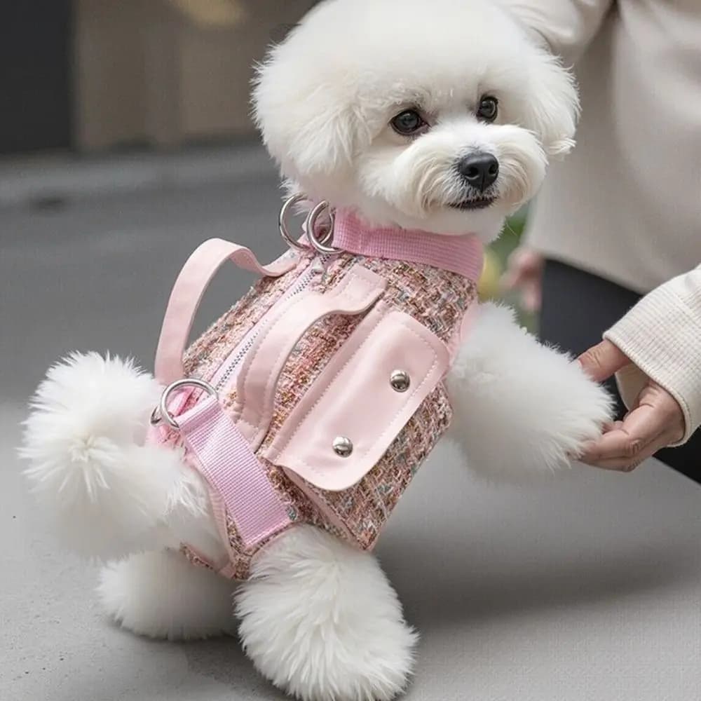 backpackStylish Dog Horizontal Backpack with Leash Handle Elegant Pet Traction Backpack Breathable Edge-wrapped Cat Carrier Bag