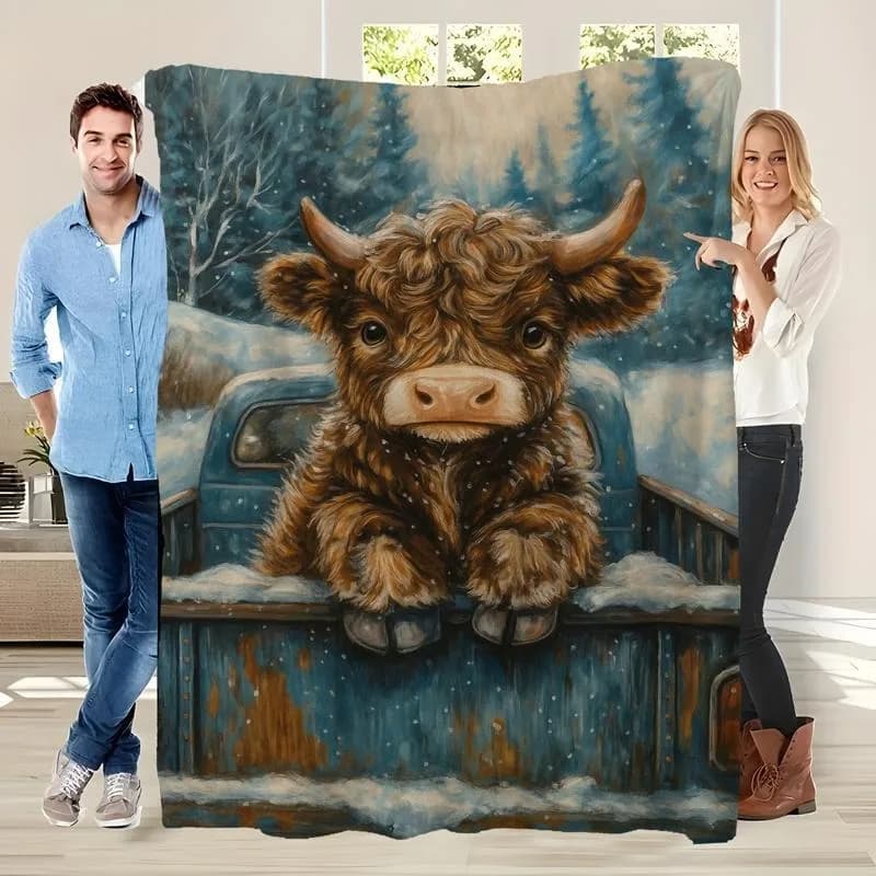 Coperte per mucche delle Highland Coperta in flanella Morbida e calda per pisolino Coperta portatile per divano letto Divano Regalo perfetto per bambini Adulti