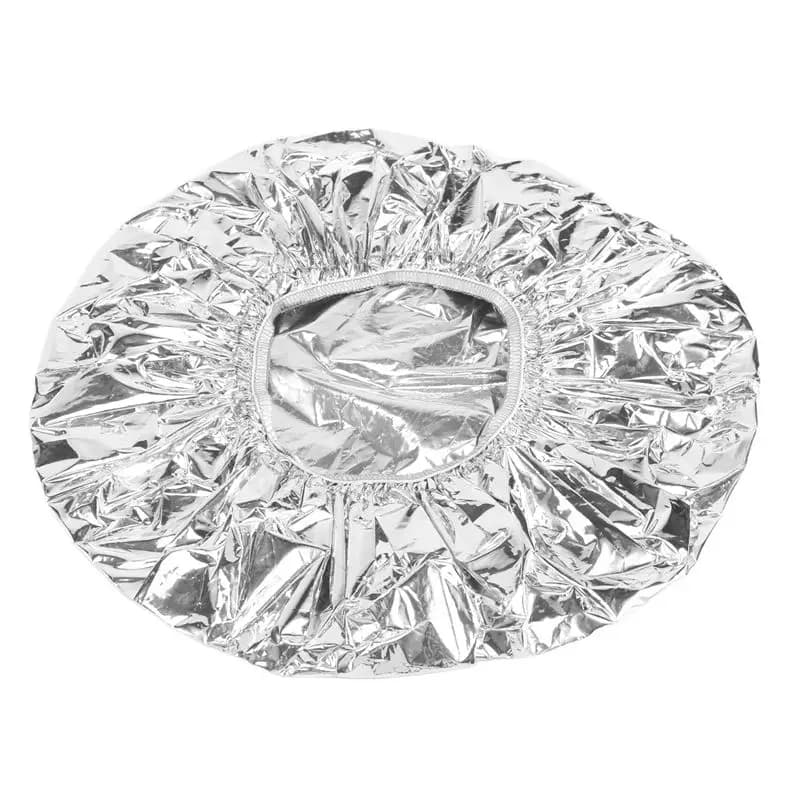 ABRE-Shower Cap Heat Insulation Aluminum Foil Hat Elastic Bathing Cap For Women Hair Salon Bathroom