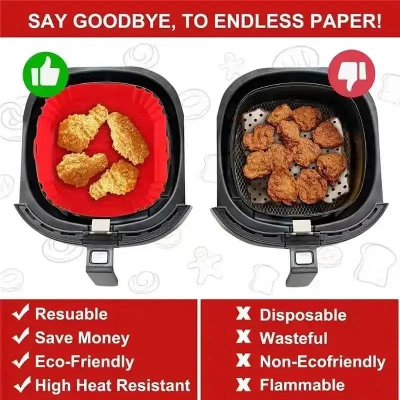 Accessori Riutilizzabili per Friggitrice ad Aria, Teglia in Silicone Antiaderente per Forno, Pizza, Pollo, Stampo in Silicone per Friggitrice ad Aria