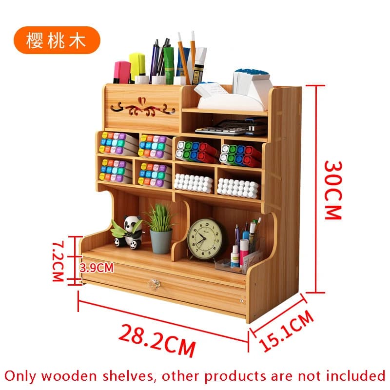 Wooden creative pen holder box, office rack, desk, DIY model accessories, tool making