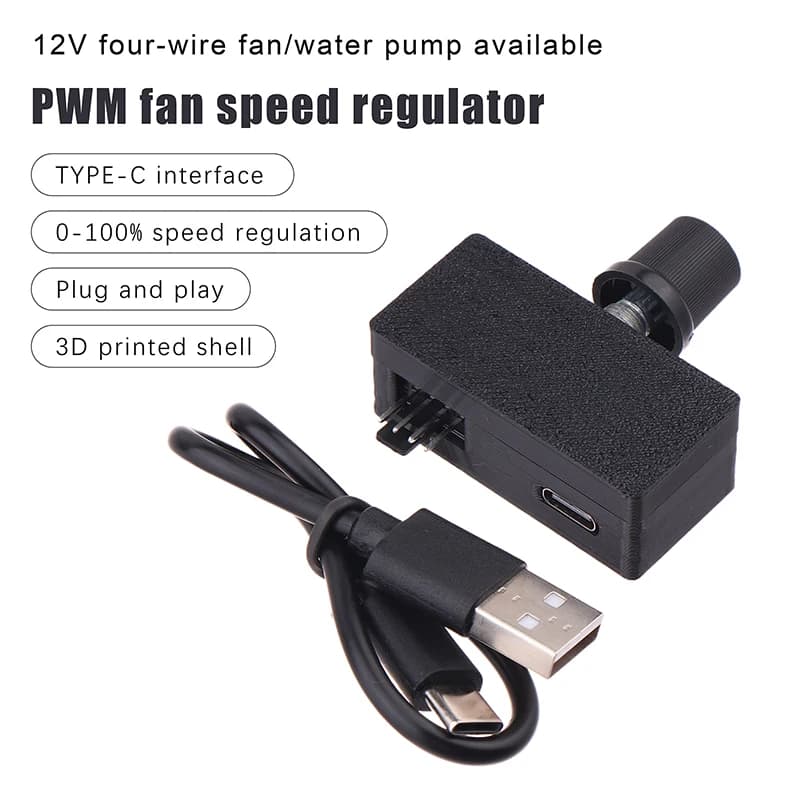 DC12V PWM Regolatore di velocità della ventola a 4 pin Tipo-C Alimentatore USB Modulatore di larghezza di impulso di raffreddamento ad acqua fai-da-te