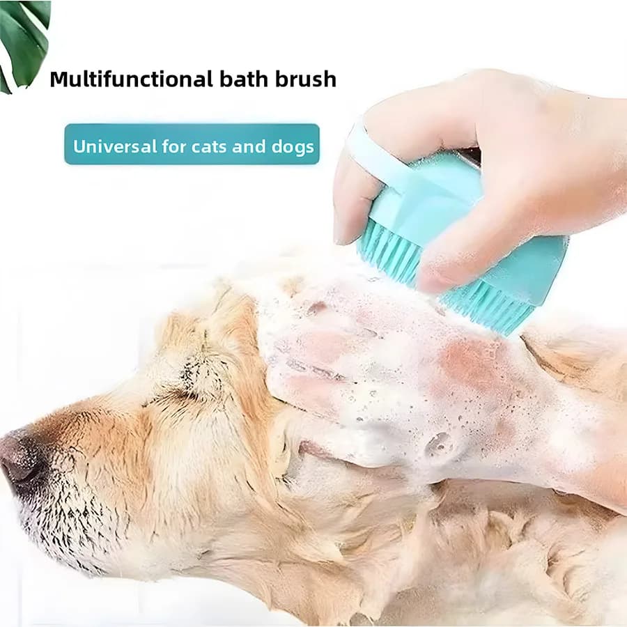 Spazzola per il Bagno degli Animali Domestici, Massaggiatore in Silicone Morbido per Cani e Gatti, Strumento per la Pulizia e la Toelettatura