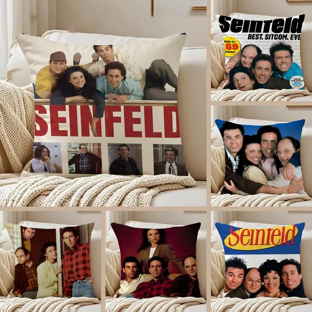 S-Seinfeld Pillow Classic TV Show Cushion Cushion Cover Pillowcase Anti-dustmite Invisible Zipper Short Plush Sofa Cushion