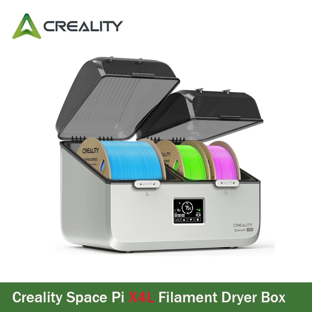Essiccatore per Filamenti Creality Space Pi X4L, Doppia Camera Indipendente, 75 ° Riscaldamento C, modalità di risparmio energetico intelligente, adatto per PLA, PETG, TPU, ecc.