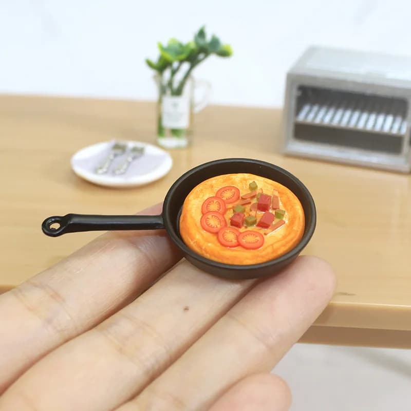 Simulare casa delle bambole fai da te mini pizza miniature padella casa delle bambole accessori da cucina cibo pansonico giochi di imitazione regalo ragazza giocattoli