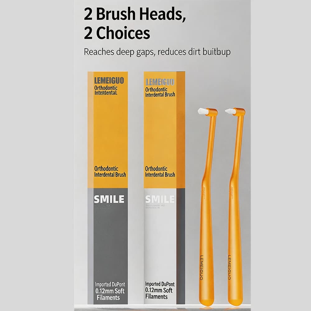 2Pcs Individually Wrapped Interdental Brush, Teeth Gap Cleaning Tool for Braces Wearers, Portable Travel Oral Care