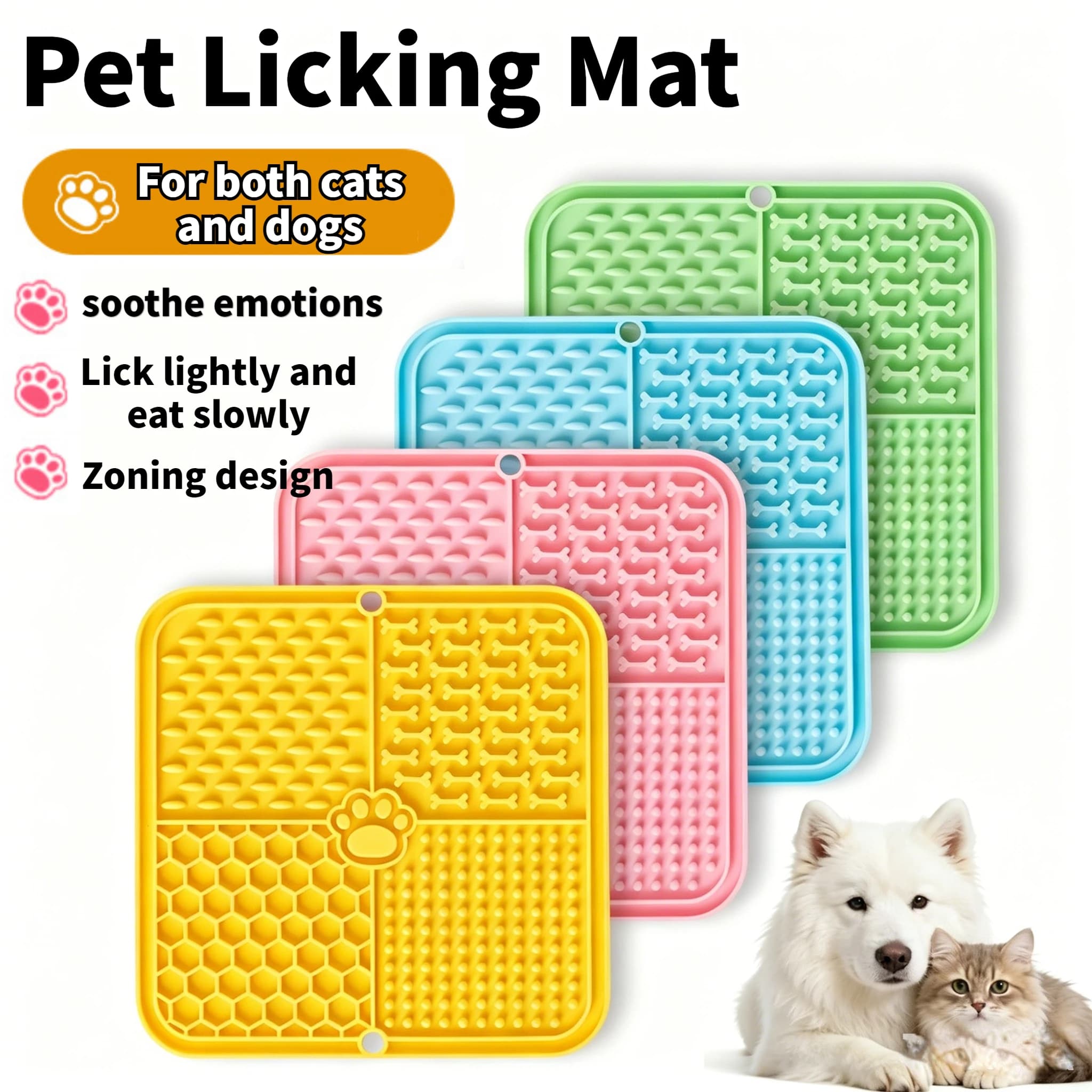 Pet Lick Silicone Mat Slow Feeder Dog Food Plate Bathing Distraction Sucker Training Feeder for Dogs Kitchen Supplies