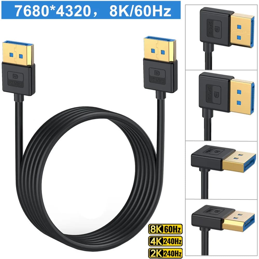 Cavo in Silicone 1M 2M 3M 5M 90 gradi angolo retto Bend Displayport 1.4 cavo gioco esports monitor per computer linea video 8K 16K