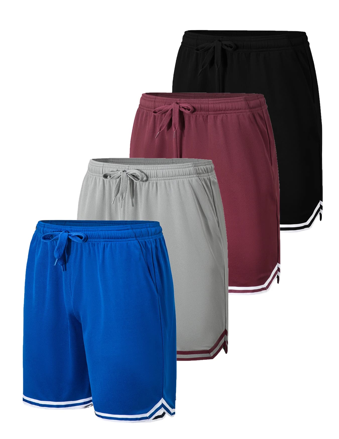 Pantaloncini da basket sportivi da uomo in 4 pezzi realizzati in tessuto traspirante con coulisse in vita e tasche, abbigliamento sportivo estivo ampio