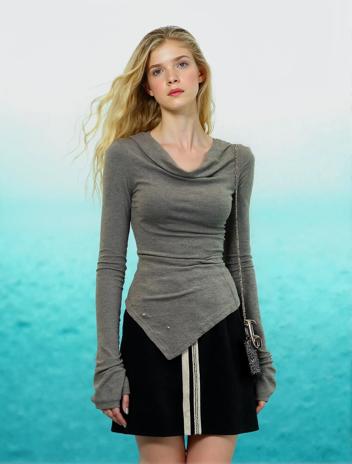 T-shirt a maniche lunghe da donna estiva con protezione rinfrescante, modello limitato Urban Simplicity, per giocatrici di beach volley, ragazza bellissima