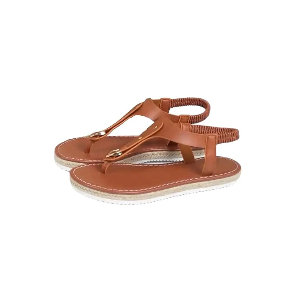 Sandali piatti da donna in pelle con cinturino a T e cinturino alla caviglia, eleganti, per l'estate, casual, da spiaggia, modello 2026
