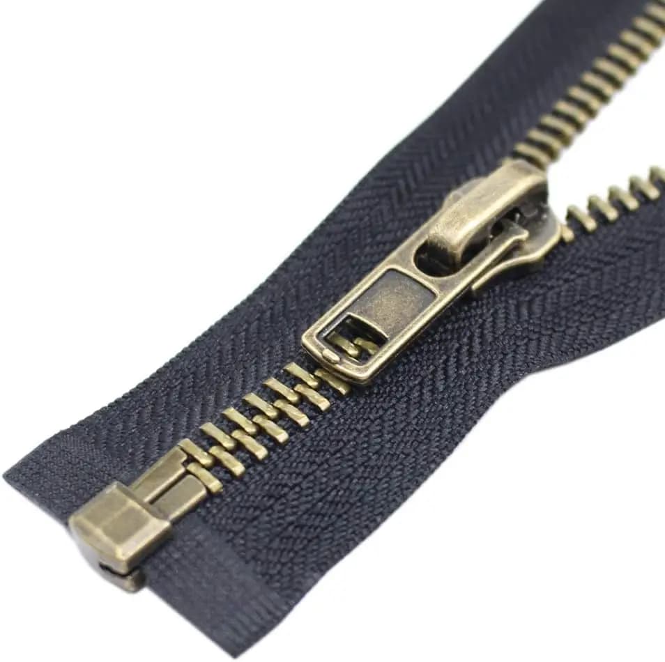 Heavy Duty Metal Zipper for Jackets, 27 Inch Antique Brass Separating Zipper with Black Tape for Sewing Crafts