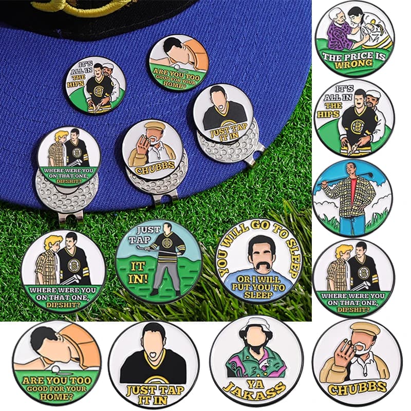 Just Tap It In Berretto da golf Clip magnetica Cartoon Creativo Pallina da golf Pennarello Spille Cappello da baseball Adsorbimento Patch Clip Accessori