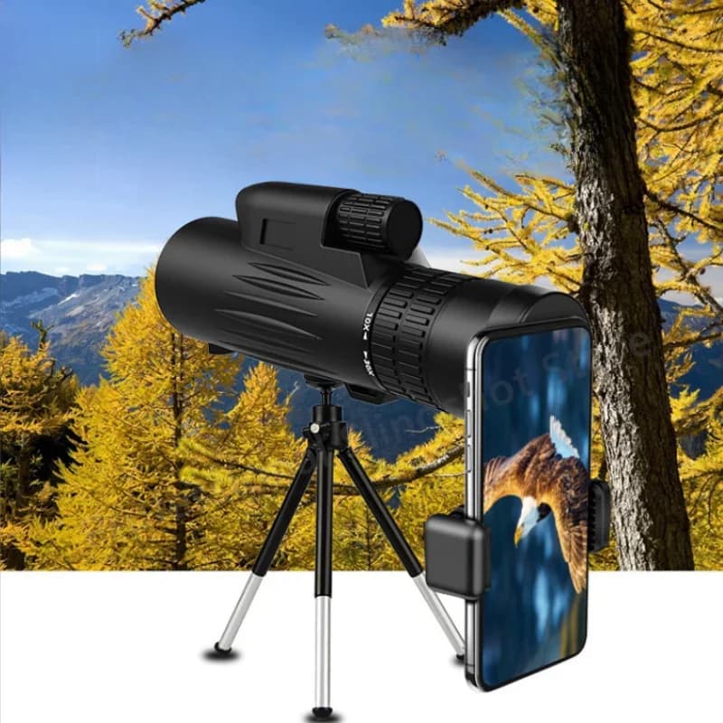 Telescopio monoculare a prisma Bak4 10-30X42 con treppiede con clip per telefono Telescopio binoculare impermeabile per uccelli da caccia