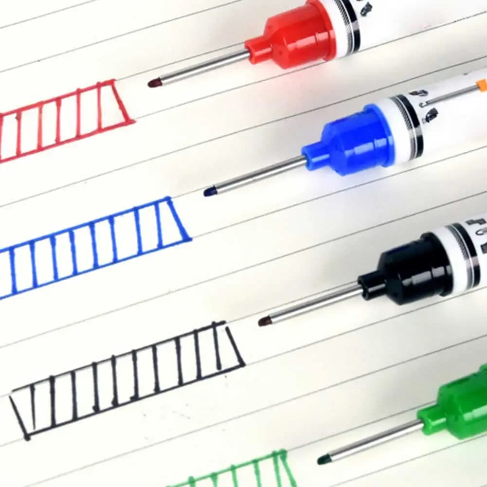 12PCS 13mm Marking Pen For Oil-Based Woodworking Tiles Deep Hole Long Nib Head Marker Waterproof Ink Plastic Multi-Purpose Tool
