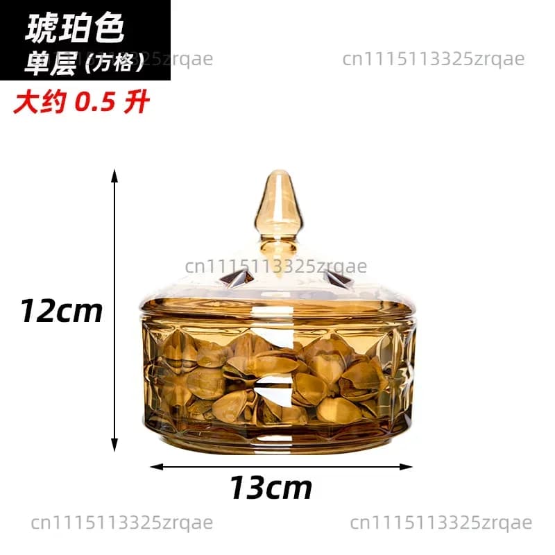 Multilayer Crystal Glass Candy Jar Transparent Storage with Lid European-style Home Kitchen Dried Fruit Snack Box