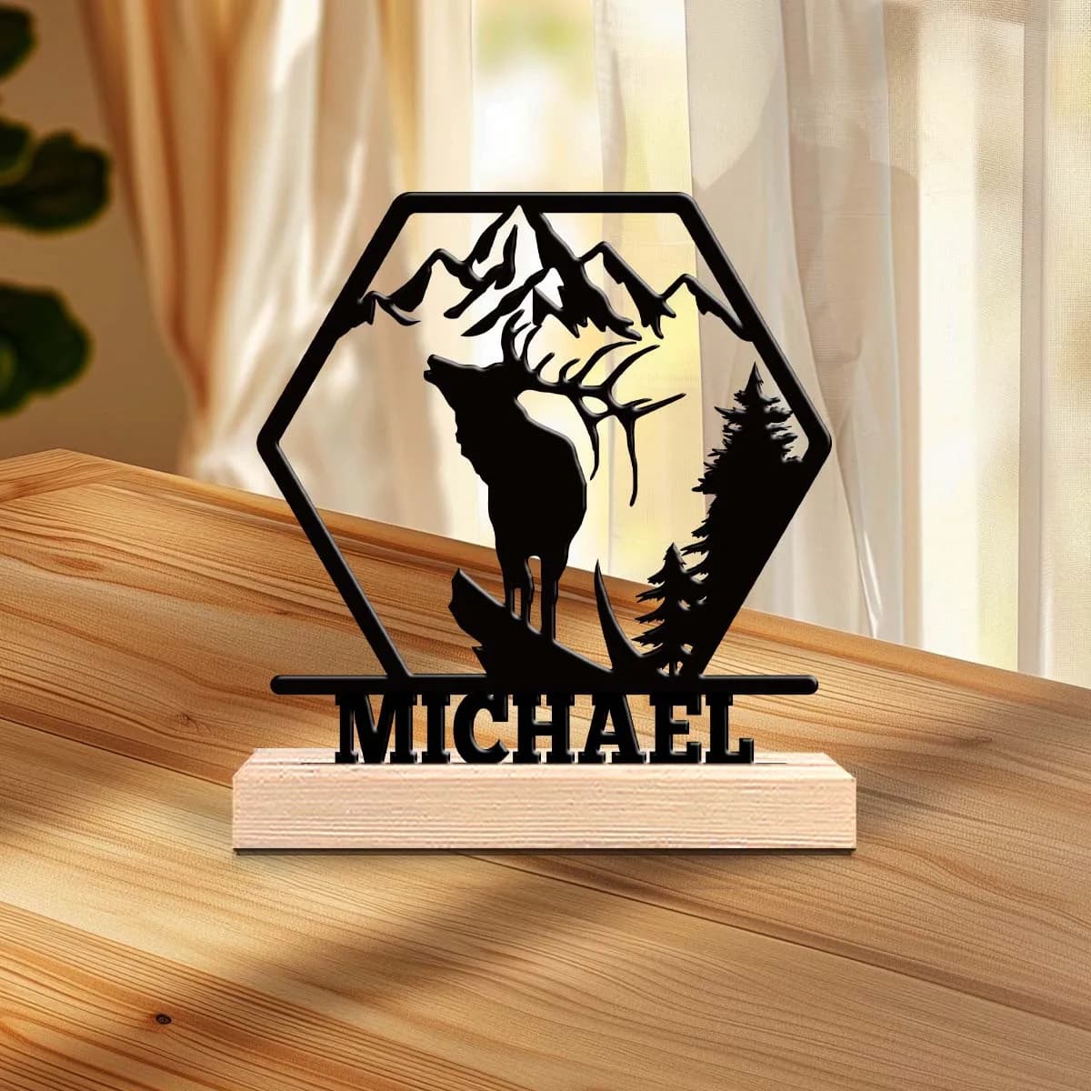 1pc Fashionable Personalized Custom Metal Statue Custom Content Equipped with Wooden Base Home or Office Decorations