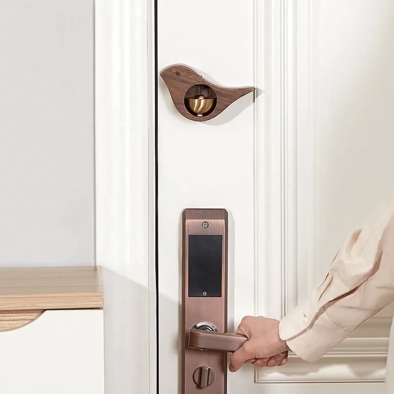 Walnut Wooden Door Wooden Wind Chime Suction Door Copper Bell Refrigerator Decoration Household Small Pendant