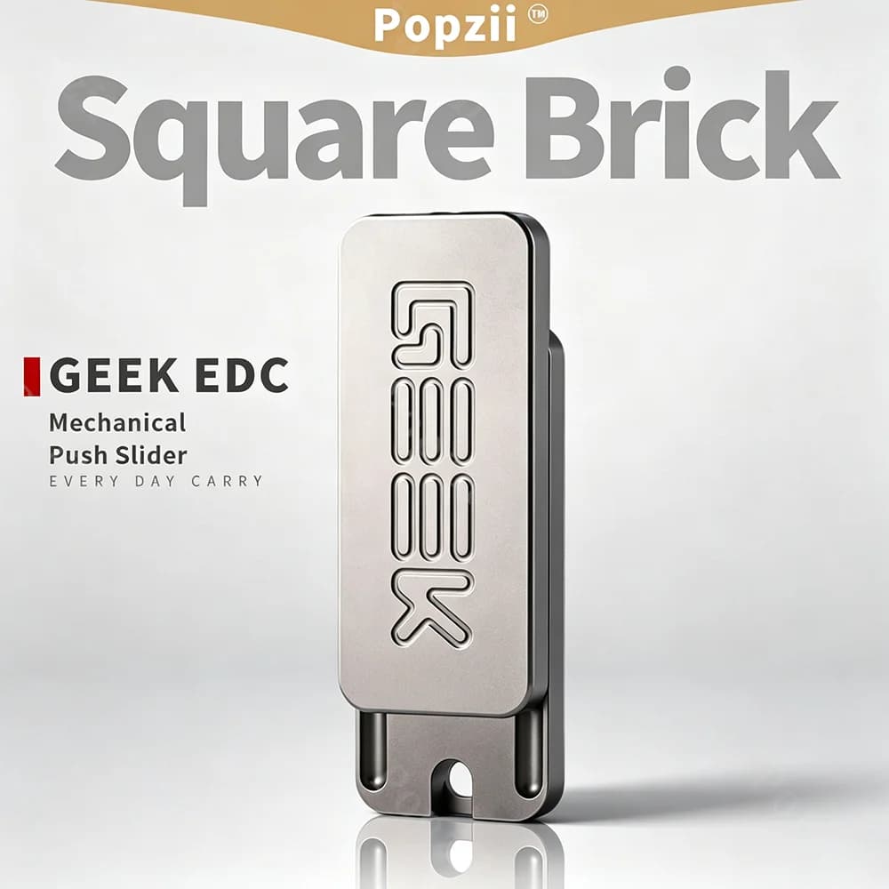 Geek EDC Small Square Brick PEI Titanium Fidget Slider Fidget Toys For Adults Office Desk Anxiety Relief Gadgets Original Design