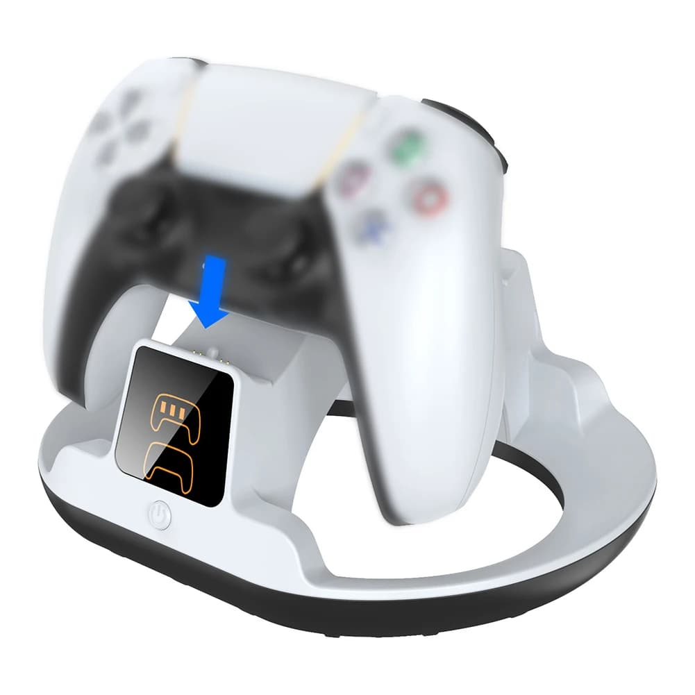 Dock di ricarica rapida per controller PS5, stazione di ricarica doppia wireless per gamepad con luci RGB, accessori e ricambi
