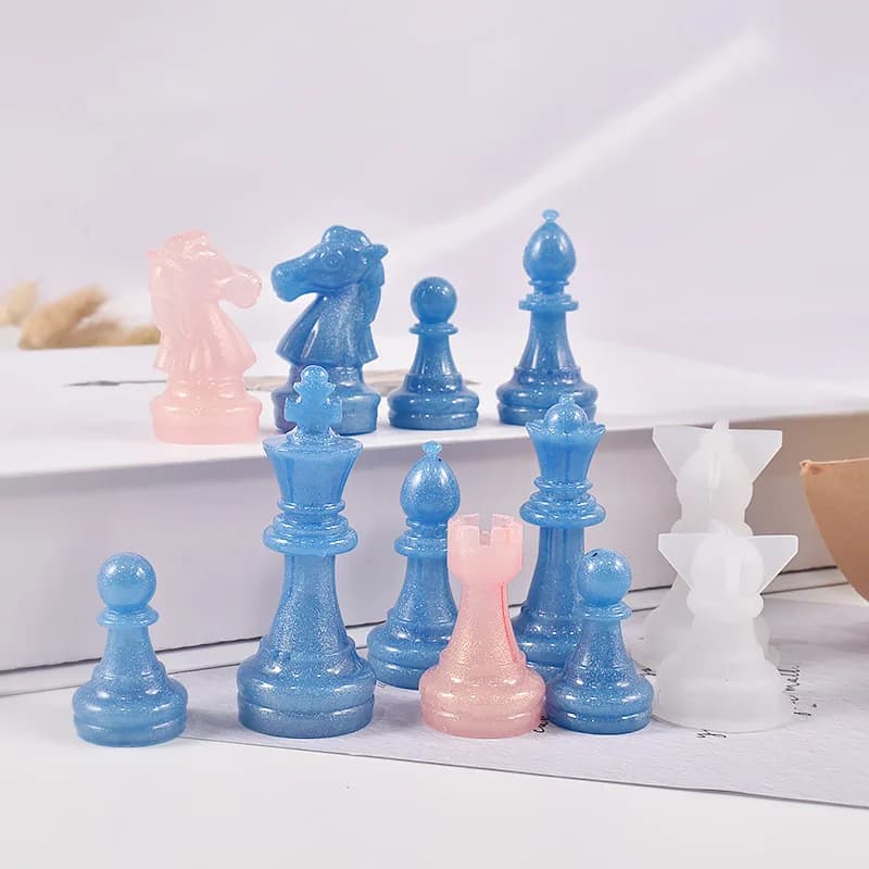 DIY Chess Set Silicone Mold Handmade Crystal Epoxy Resin Candle Mould for Home And Outdoor Game Gathering