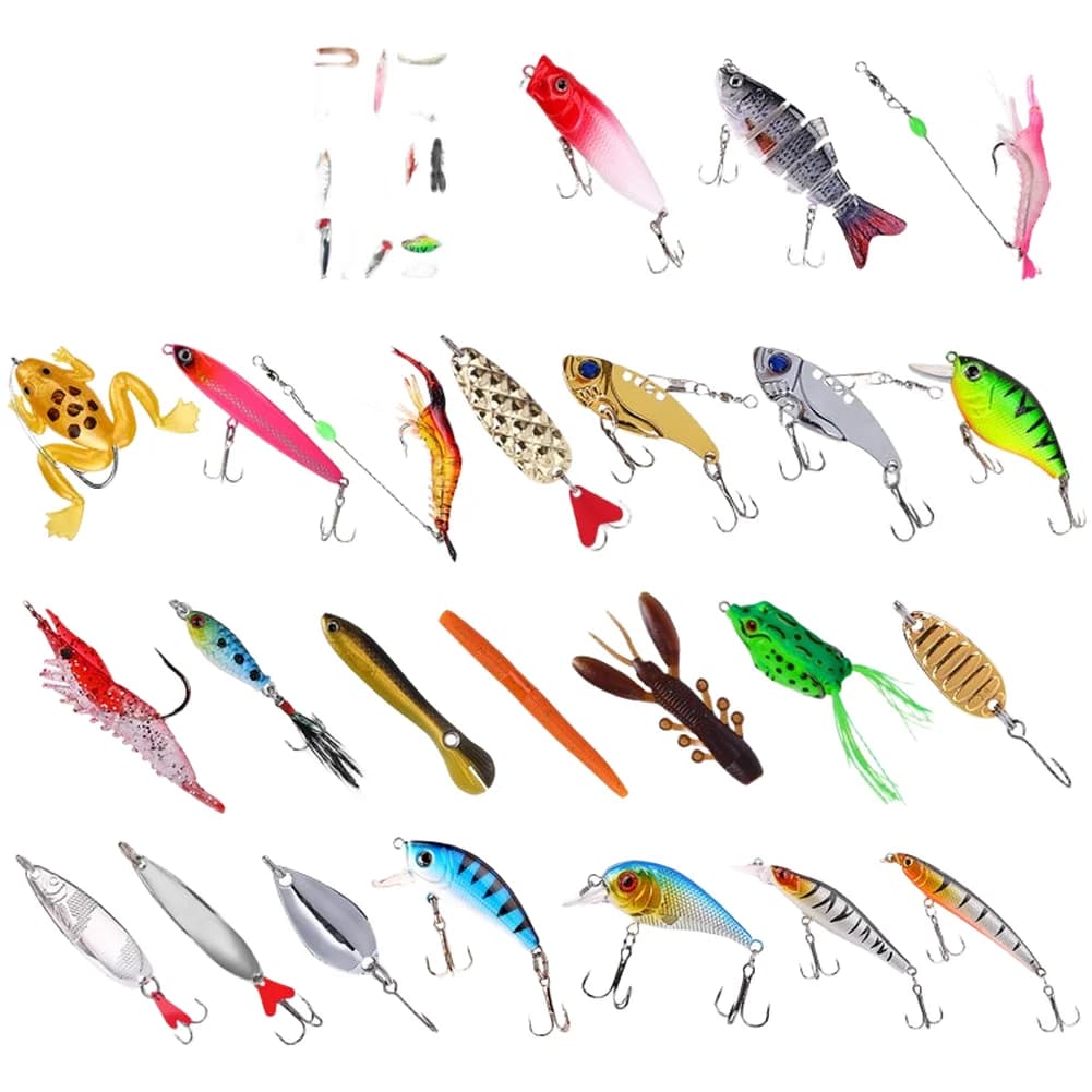 Set di Attrezzatura da Pesca Leggera, Scatola per Esche 32*23.5*2.3cm, Esca con Azione Naturale e Design con Amo Appuntito