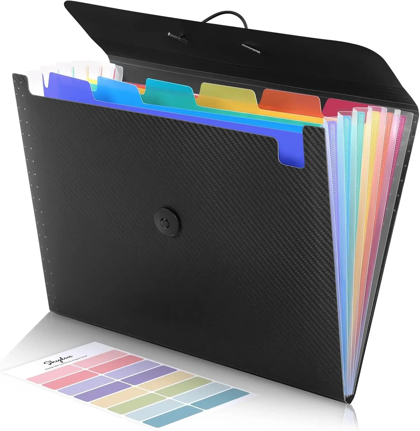 Organizzatore di documenti espandibile con 7 tasche, cartella portatile formato A4/Letter per forniture scolastiche e da ufficio in nero