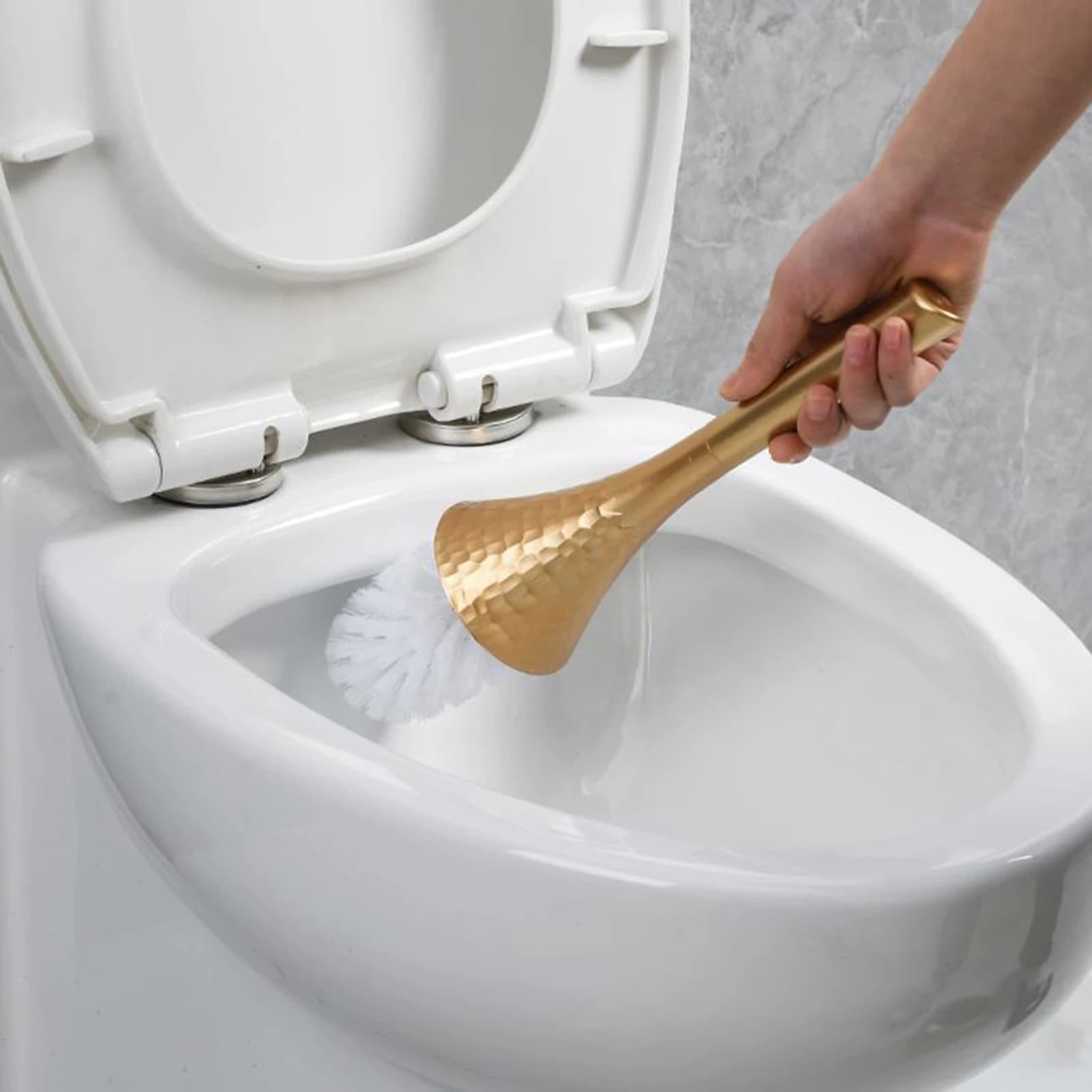 Spazzola per WC con supporto, spazzola per WC antispruzzo, spazzola per la pulizia del bagno con manico lungo, impugnatura antiscivolo per uso domestico e alberghiero